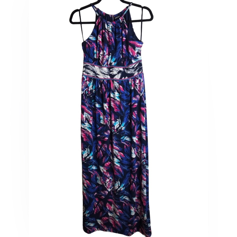 NEW Roz & Ali MultiColor Floral High Neck Sleeveless Maxi Dress Size 4 Petite